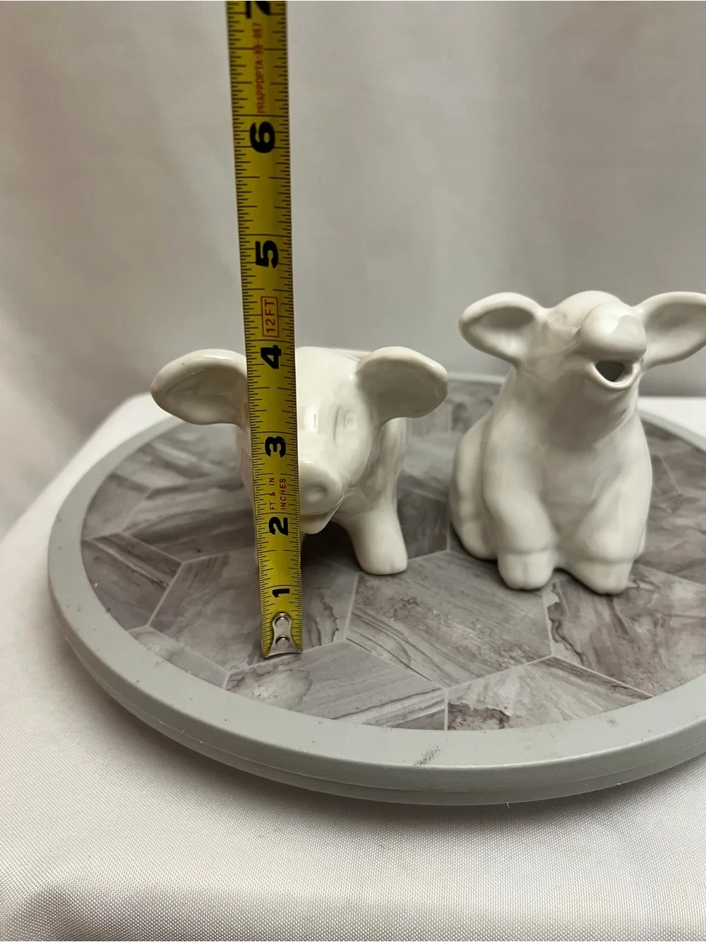 Pottery Barn White Ceramic Cow Creamer Sugar Bowl Set Farmhouse Kitchen Decor